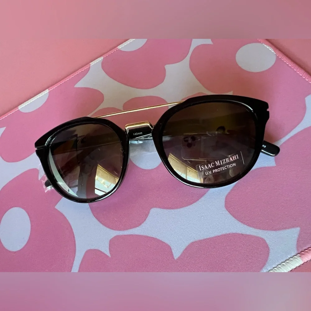 Isaac Mizrahi Black and Gold Aviator Sunglasses